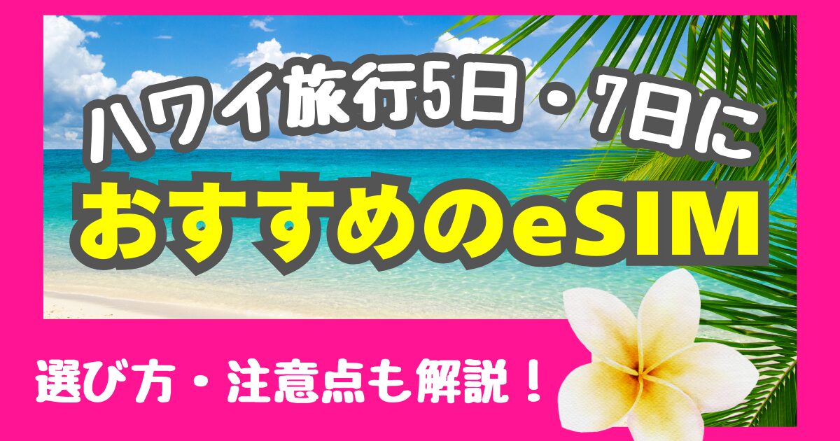 ハワイ旅行5日間・7日間におすすめのeSIM