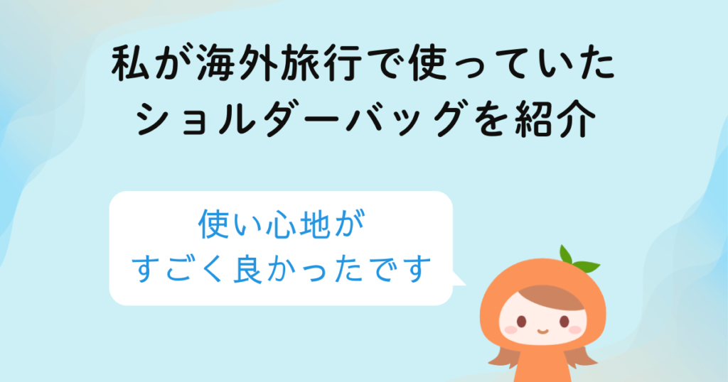 私が1か月の海外旅行で使ったショルダーバッグ【使い心地と防犯性】
